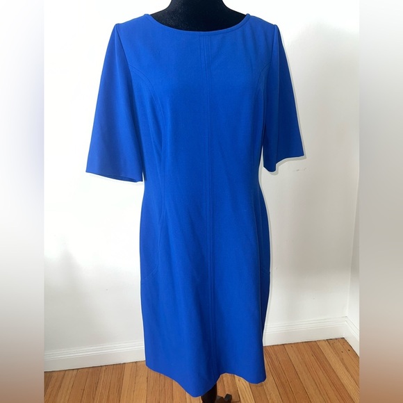 Tahari Arthur S Levine Elegant Cobalt Blue Office Workwear Career Dress Sz 12 - Picture 6 of 11